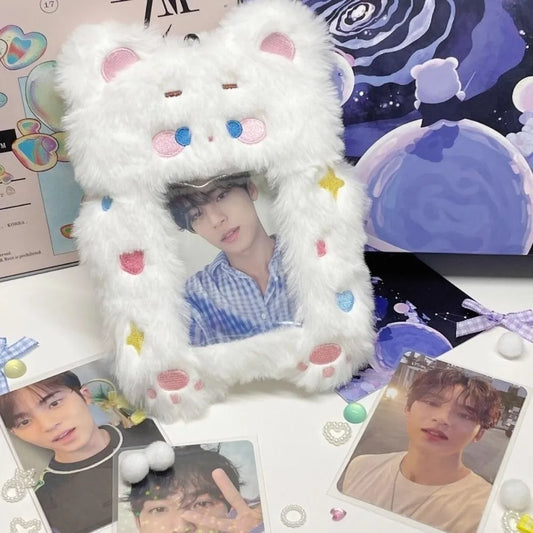 Cute Cartoon Rabbit/Dog/Cat Plush Photocard Case Photo Card Holder Portable INS Card Case Students Idol Photos Protective Cover